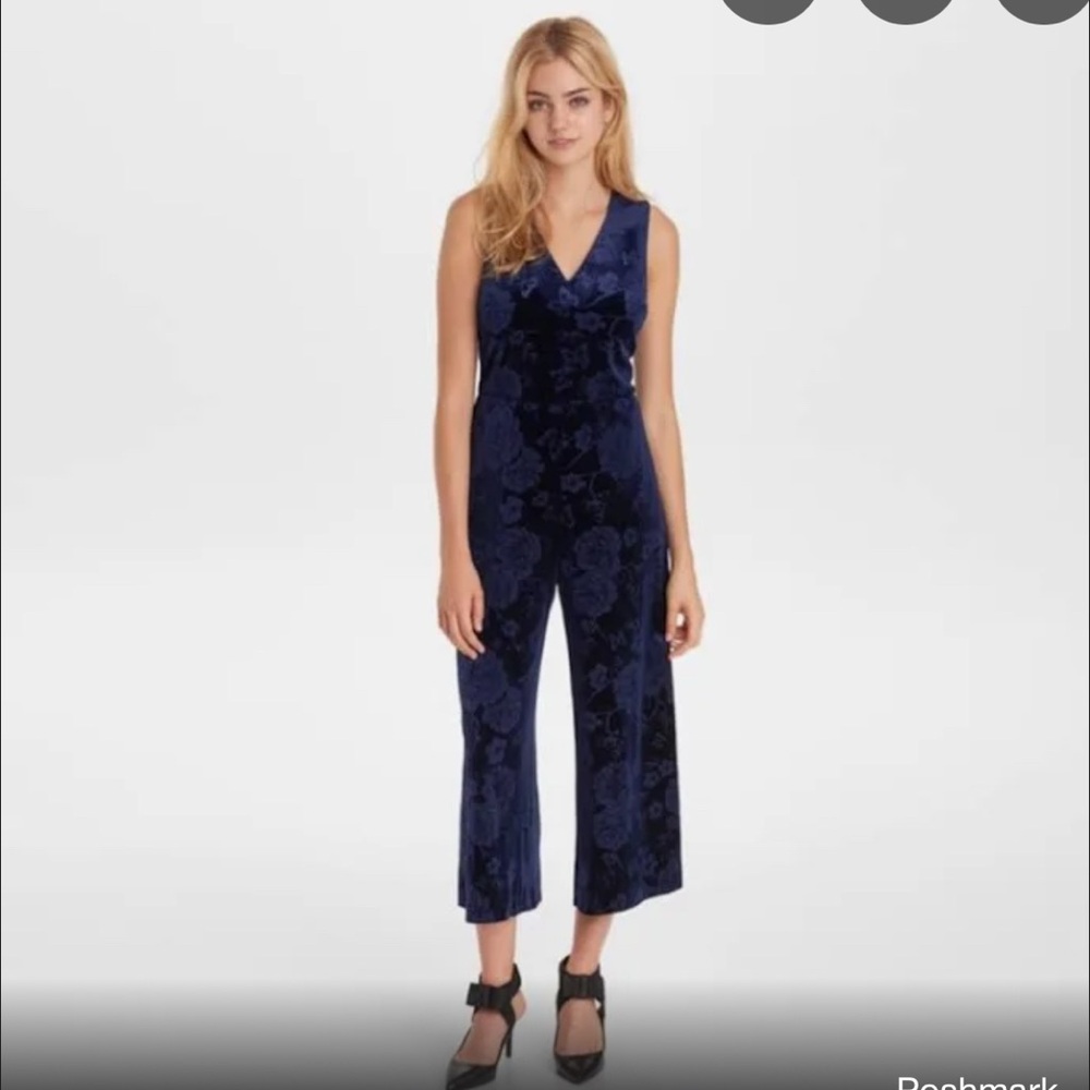 Karl lagerfeld blue velvet jumpsuit